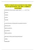 SUPPLY CHAIN MANAGEMENT EXAM QUESTIONS AND 100&percnt; CORRECT ANSWERS