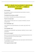 SUPPLY CHAIN MANAGEMENT EXAM QUESTIONS AND 100&percnt; CORRECT ANSWERS
