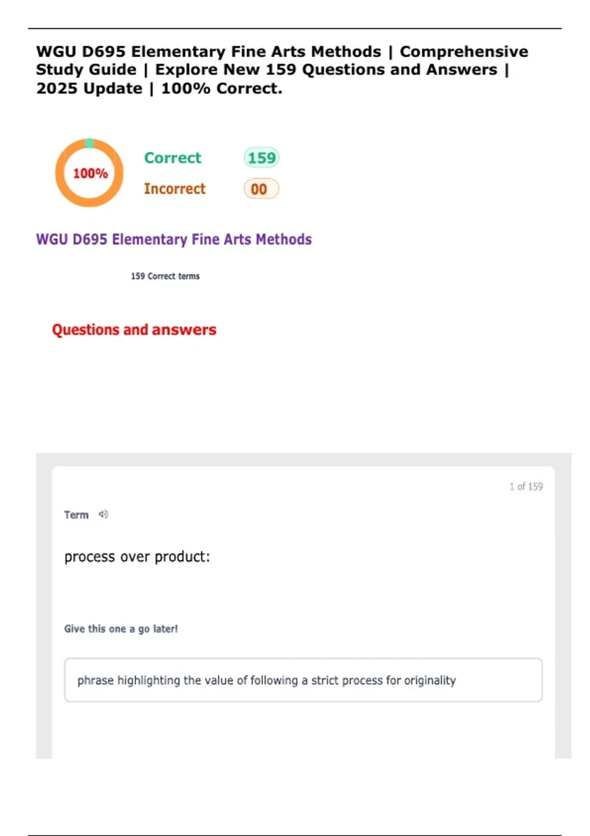 WGU D695 Elementary Fine Arts Methods | Comprehensive Study Guide ...