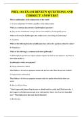 PHIL 101 EXAM REVIEW QUESTIONS AND CORRECT ANSWERS