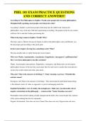 PHIL 101 EXAM PRACTICE QUESTIONS AND CORRECT ANSWERS