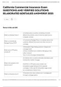 California Commercial Insurance Exam QUESTIONS AND VERIFIED SOLUTIONS &vert;ELABORATED &DETAILED ANSWERS&excl;&excl; 2025
