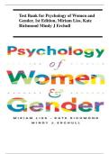 Test Bank for Psychology of Women and  Gender&comma; 1st Edition&comma; Miriam Liss&comma; Kate  Richmond Mindy J Erchull Latest A&plus;