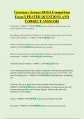 Veterinary Science HOSA Competition  Exam UPDATED QUESTIONS AND  CORRECT ANSWERS