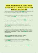 Jordan Driving School NC DMV Test SG  &lpar;1-25&rpar; Exam ACTUAL QUESTIONS AND  CORRECT ANSWERS