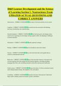 D665 Learner Development and the Science  of Learning Section 1&colon; Neuroscience Exam  UPDATED ACTUAL QUESTIONS AND  CORRECT ANSWERS
