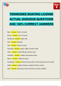 TENNESSEE BOATING LICENSE ACTUAL 2025&sol;2026 QUESTIONS AND 100&percnt; CORRECT ANSWERS