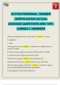 ACTION PERSONAL TRAINER CERTIFICATION ACTUAL 2025&sol;2026 QUESTIONS AND 100&percnt; CORRECT ANSWERS