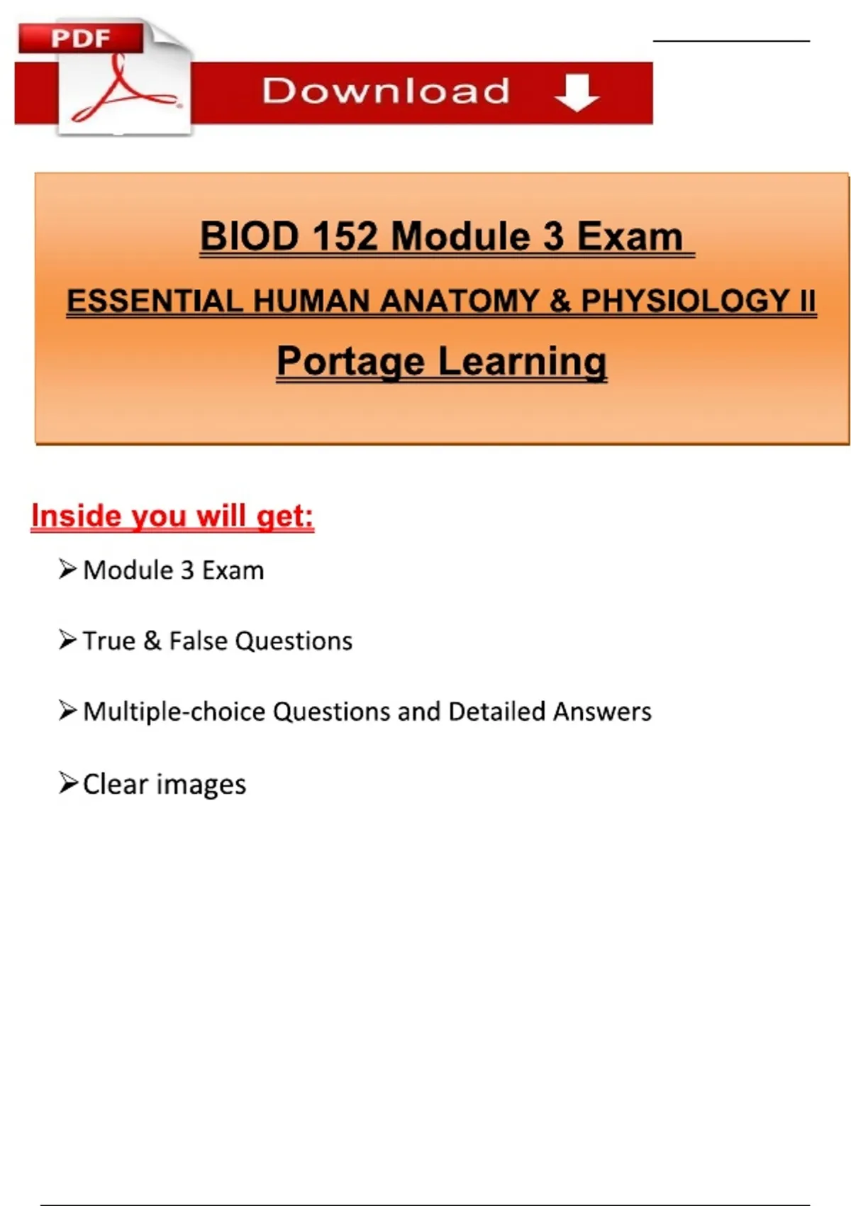 BIOD 152 Module 3 Problem Set Exam Portage Learning Questions and ...