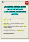 ARKANSAS MASSAGE THERAPY LAW ACTUAL 2025&sol;2026 QUESTIONS AND 100&percnt; CORRECT ANSWERS