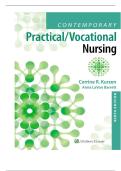 TEST BANK FOR Contemporary Practical&sol;Vocational Nursing 9th Edition by Corinne Kurzen&comma; Anna LaVon Barrett ISBN&colon; 978-1975136215 COMPLETE GUIDE ALL CHAPTERS COVERED WITH RATIONALES 100&percnt; VERIFIED A&plus; GRADE ASSURED&excl;&excl;&excl;&excl;&excl;NEW LATEST UPDATE&excl;&excl;&excl;&excl;&excl;