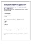 Southern Nevada Food Handler Questions 2025&rpar; comprehensive questions and verified answers &lpar;Detailed & Elaborated&rpar; ACTUAL EXAM 2025 TEST 100&percnt; Solved 2025&excl;&excl;