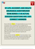 NY LIFE&comma; ACCIDENT&comma; AND HEALTH INSURANCE AGENT&sol;BROKER EXAM SERIES 17-55 ACTUAL 2025&sol;2026 QUESTIONS AND 100&percnt; CORRECT ANSWERS