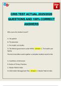 CRIS TEST ACTUAL 2025&sol;2026 QUESTIONS AND 100&percnt; CORRECT ANSWERS