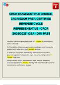 CRCR EXAM MULTIPLE CHOICE&comma; CRCR EXAM PREP&comma; CERTIFIED REVENUE CYCLE REPRESENTATIVE - CRCR &lpar;2025&sol;2026&rpar; Q&A 100&percnt; PASS