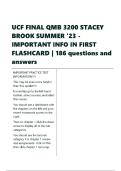 UCF FINAL QMB 3200 STACEY BROOK SUMMER -23 - IMPORTANT INFO IN FIRST FLASHCARD &vert;  186 questions and answers