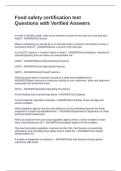 Food safety certification test Questions with Verified Answers