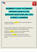 PIEDMONT FLIGHT ATTENDANT TRAINING EXAM ACTUAL 2025&sol;2026 QUESTIONS AND 100&percnt; CORRECT ANSWERS
