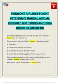 PIEDMONT AIRLINES FLIGHT ATTENDANT MANUAL ACTUAL 2025&sol;2026 QUESTIONS AND 100&percnt; CORRECT ANSWERS