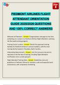 PIEDMONT AIRLINES FLIGHT ATTENDANT ORIENTATION GUIDE 2025&sol;2026 QUESTIONS AND 100&percnt; CORRECT ANSWERS