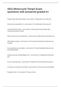 Ohio Motorcycle Temps Exam questions well answered graded A&plus;