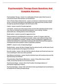 Psychoanalytic Therapy Exam Questions And Complete Answers 