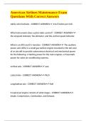 American Airlines Maintenance Exam Questions With Correct Answers