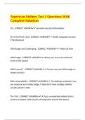 American Airlines Test 1 Questions With Complete Solutions 