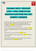 CULINARY ARTS 1 PROSTART LEVEL 1 FINAL EXAM ACTUAL 2025&sol;2026 QUESTIONS AND 100&percnt; CORRECT ANSWERS