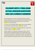 CULINARY ARTS 1&colon; FINAL EXAM ACTUAL 2025&sol;2026 QUESTIONS AND 100&percnt; CORRECT ANSWERS