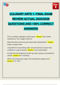 CULINARY ARTS 1- FINAL EXAM REVIEW ACTUAL 2025&sol;2026 QUESTIONS AND 100&percnt; CORRECT ANSWERS