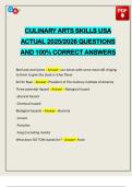 EXAMS PACK&colon;&colon;&colon; CULINARY ARTS ACTUAL 2025&sol;2026 Q&A 100&percnt; PASS
