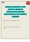 GEORGIA CATEGORY 41 PEST CONTROL&colon; MOSQUITO SURVEILLANCE 2025&sol;2026 QUESTIONS AND 100&percnt; CORRECT ANSWERS