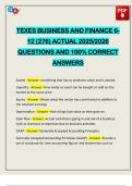 TEXES BUSINESS AND FINANCE 6- 12 &lpar;276&rpar; ACTUAL 2025&sol;2026 QUESTIONS AND 100&percnt; CORRECT ANSWERS