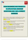 EXAMS PACK&colon;&colon;&colon; TEXES&comma; TEXAS BUSINESS & FINANCE 6-12 &lpar;276&rpar; ACTUAL 2025&sol;2026 Q&A 100&percnt; PASS