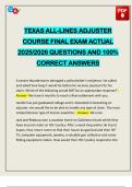 TEXAS ALL-LINES ADJUSTER COURSE FINAL EXAM ACTUAL 2025&sol;2026 QUESTIONS AND 100&percnt; CORRECT ANSWERS