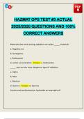 HAZMAT OPS TEST &num;3 ACTUAL 2025&sol;2026 QUESTIONS AND 100&percnt; CORRECT ANSWERS