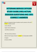 VETERANS SERVICE OFFICER STUDY GUIDE &lpar;VSO&rpar; ACTUAL 2025&sol;2026 QUESTIONS AND 100&percnt; CORRECT ANSWERS