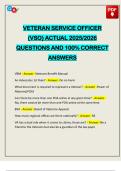 VETERAN SERVICE OFFICER &lpar;VSO&rpar; ACTUAL 2025&sol;2026 QUESTIONS AND 100&percnt; CORRECT ANSWERS