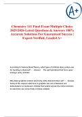 Chemistry 141 Final Exam Multiple Choice 2025&sol;2026 Latest Questions & Answers 100&percnt; Accurate Solutions For Guaranteed Success &vert; Expert-Verified&comma; Graded A&plus;