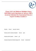 Chem 1411 Lab Midterm Multiple Choice 2025&sol;2026 Latest Questions & Answers 100&percnt; Accurate Solutions For Guaranteed Success &vert; Expert-Verified&comma; Graded A&plus;
