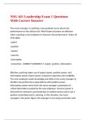 NSG 441 Leadership Exam 1 Questions With Correct Answers 