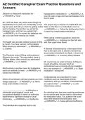 AZ Certified Caregiver Exam Practice Questions and Answers