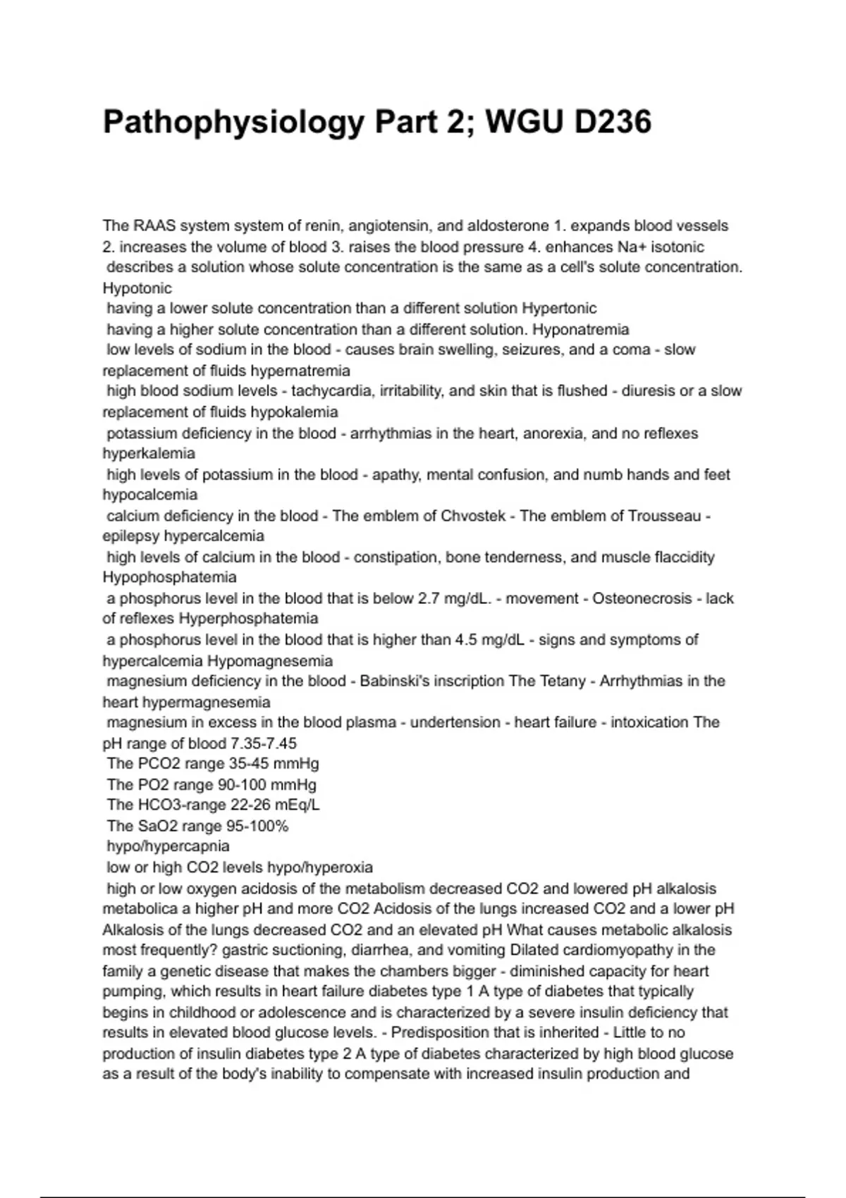 Pathophysiology Part 2; WGU D236 NEWEST 2025/2026 ACTUAL EXAM COMPLETE ...