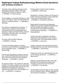 Nightingale College Pathophysiology Midterm Exam Questions and Answers Graded A