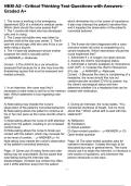 HESI A2 - Critical Thinking Test Questions with Answers Graded A&plus;