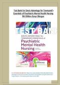 TEST BANK FOR DAVIS ADVANTAGE FOR TOWNSEND&rsquo;S ESSENTIALS OF PSYCHIATRIC MENTAL HEALTH NURSING 9TH EDITION KARYN MORGAN CHAPTERS 1 - 32 &vert; COMPLETE
