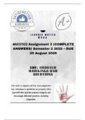 AUI3703 Assignment 2 &lpar;COMPLETE ANSWERS&rpar; Semester 2 2025 &ndash; DUE 25 August 2025&semi;100&percnt; trusted &comma;comprehensive and complete reliable solution with clear explanation