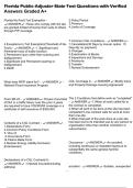 Florida Public Adjuster State Test Questions with Verified Answers Graded A&plus;