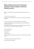 Water Safety Instructor Final Exam questions with complete solutions already passed